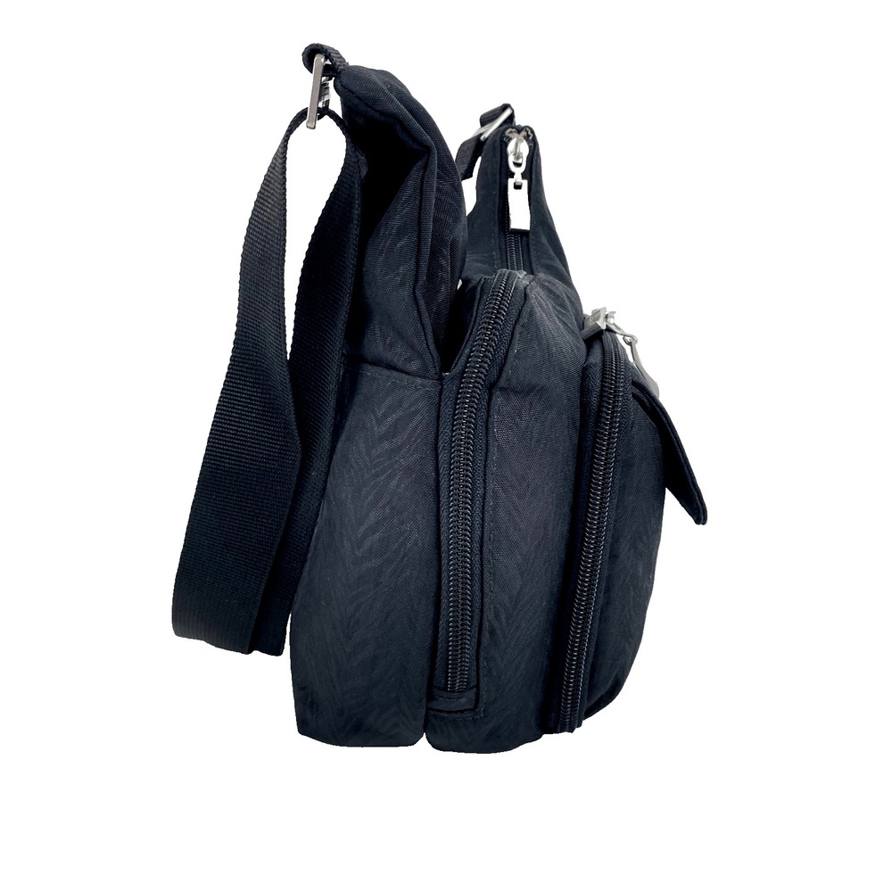 Baggallini Criss Cross Shoulder Bag Black Crossbody Travel Organizer Nylon LKNU - Picture 4 of 12